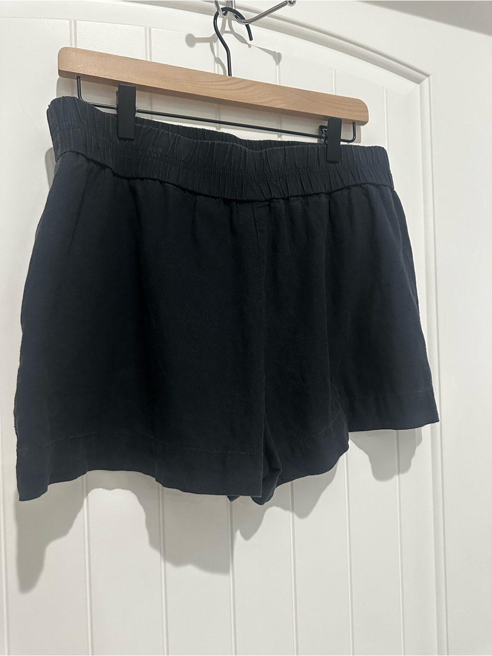 A New Day Black Linen Blend Pull-On Shorts | Women’s Large | Elastic Waist